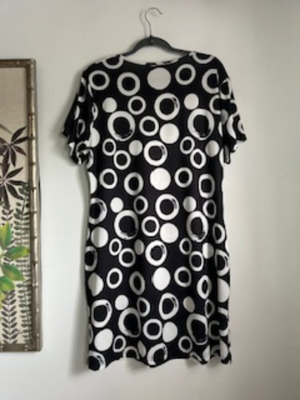 🧡3/15 Black and White Geometric Pattern T-Shirt Dress Women's XXL - Picture 2 of 8